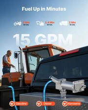 Fuel Transfer Pump, 12V DC 15 GPM, Cast Iron Diesel Transfer Pump Kit, with Manu