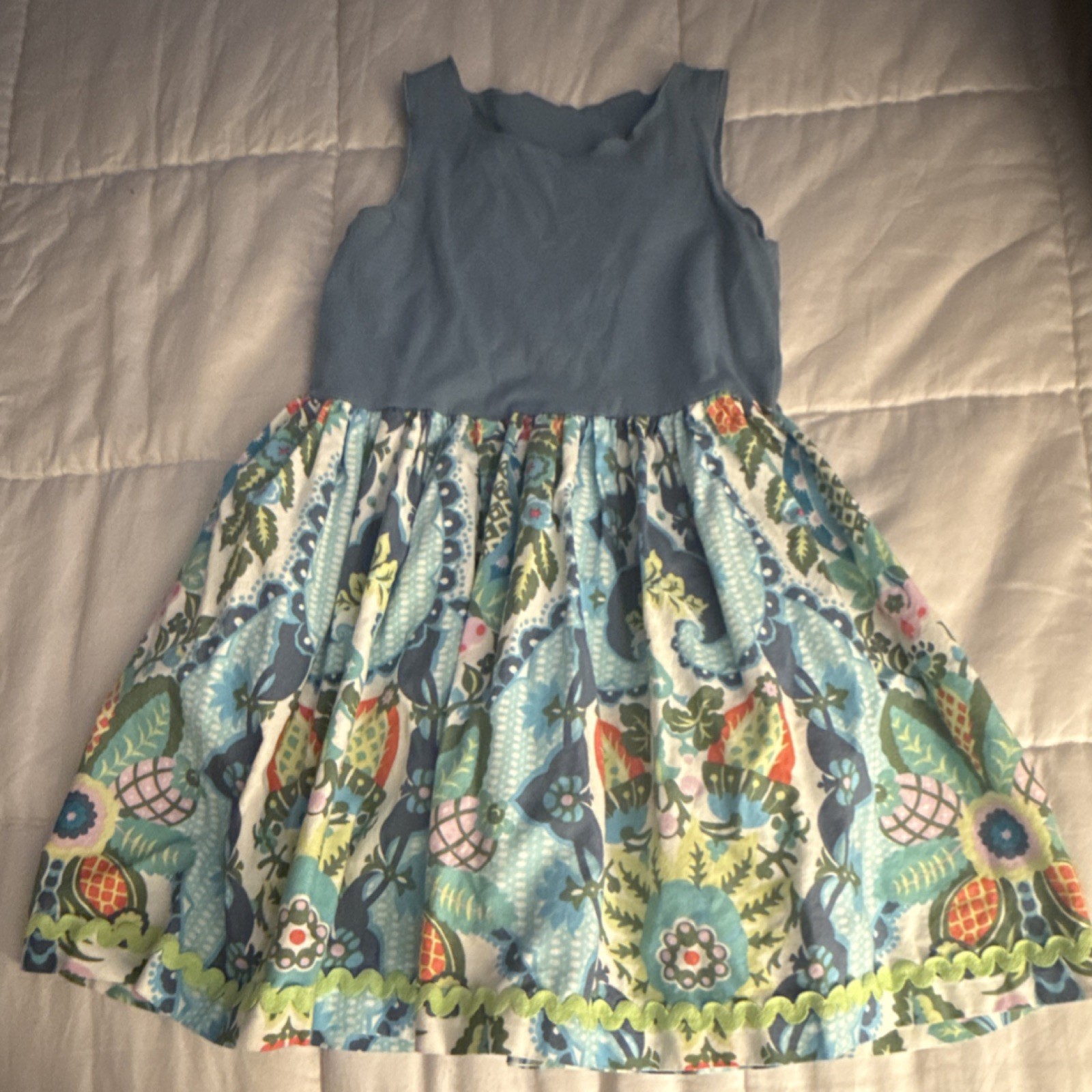 Matilda Jane Platinum Girls 10 Blue Floral A-Line Sleeveless Knee Dress