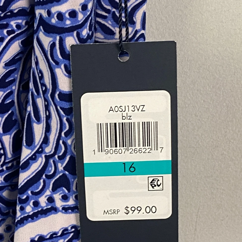 Tommy Hilfiger Blue Paisley Sleeveless Midi Dress Size 16 Sleeveless Twist Front - Image 4 of 4