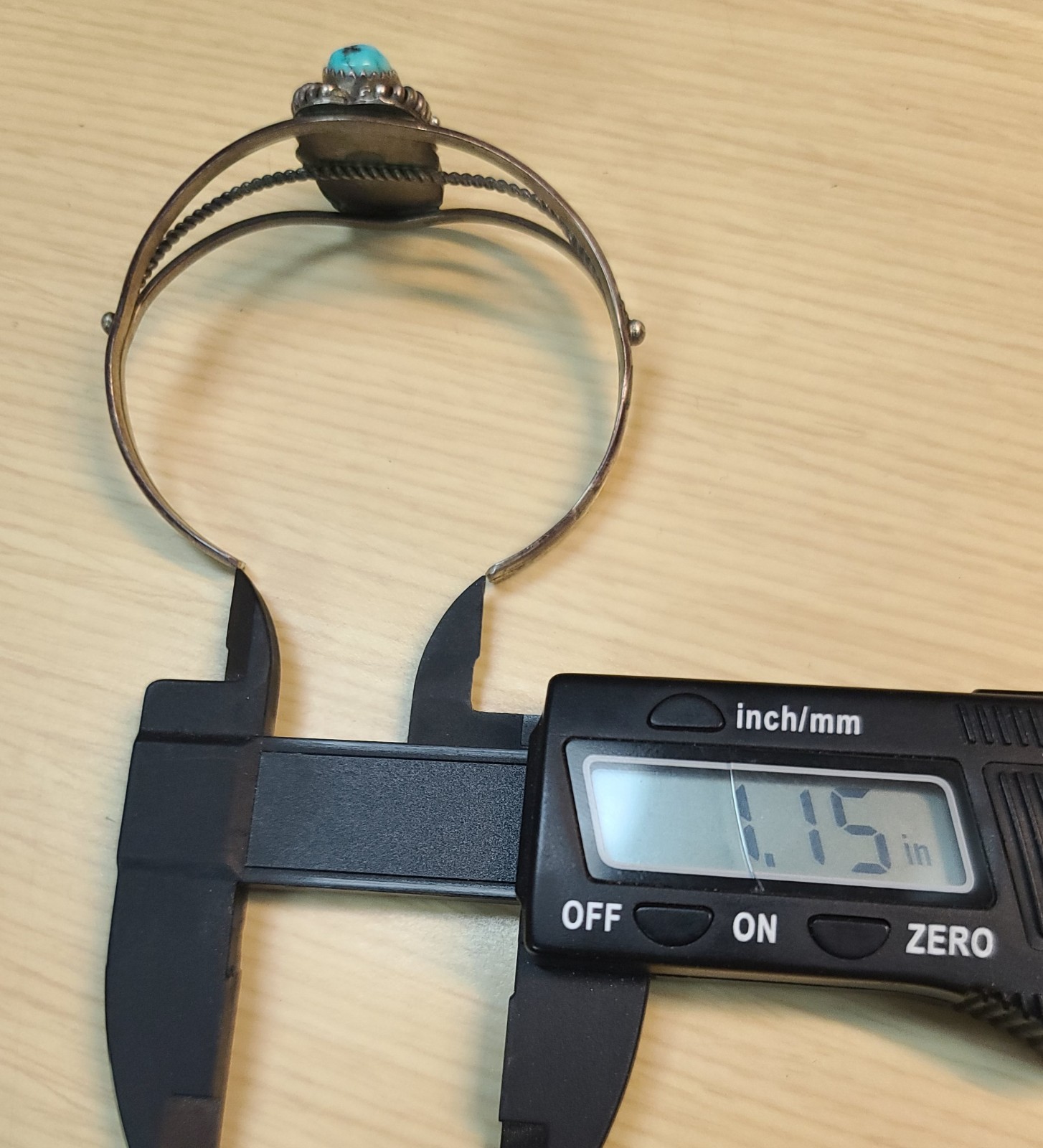 Vtg Native Solid Sterling Silver Turquoise Cuff B… - image 15