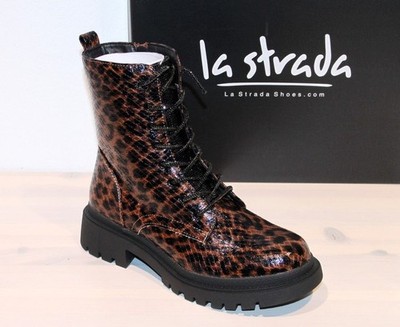 LA STRADA Stiefelette Biker Schnür-Boots Glitzer Zipper Vegan