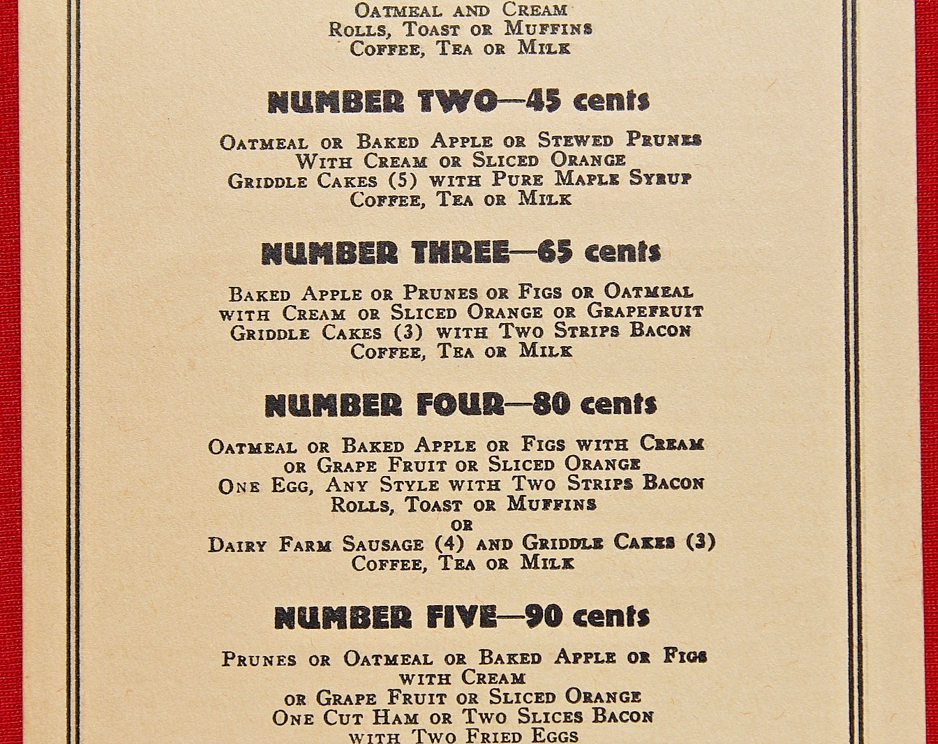 Great Northern Railroad Breakfast Menu Dining & Sleeping Car Railway Advertising