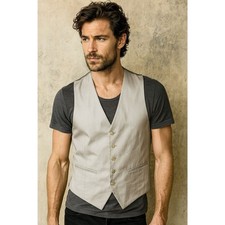 John Varvatos Star USA Gray Silver Gibson Suit Waistcoat Vest Mens Size Small