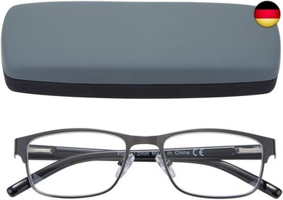 EYEGUARD Lesebrille für Herren, rechteckig, leicht, Metall (Grau, 2.50)