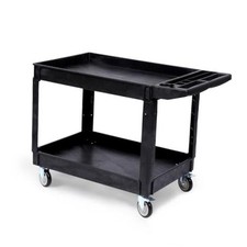 Heavy Duty Rolling Utility Cart, 2 Tier Service Cart with Wheels, Small Black