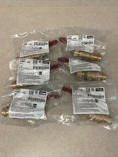 Lot Of 6 Viega ProPress 3/4" x 3/4" Bronze/Brass Ball Valve P x HOSE 24095