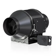 Quiet 4" Inline Duct Fan 214 CFM Ventilation Exhaust Fan EC Motor and Externa...