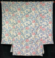 Vintage French Beautiful Japanese Floral Printed Wall Hanging Curtain 253x230 cm