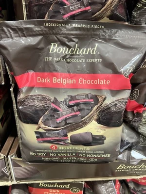 New Bouchard Belgian Dark Chocolate Gluten-Free 72% Cacao 32oz No soy or vanilla