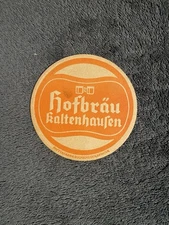 Vintage German Beer Coaster Hofbrau Kaltenhauren Bier Orange