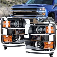 Projector Headlights For 2015-2019 Chevy Silverado 2500HD 3500HD Chrome Headlamp