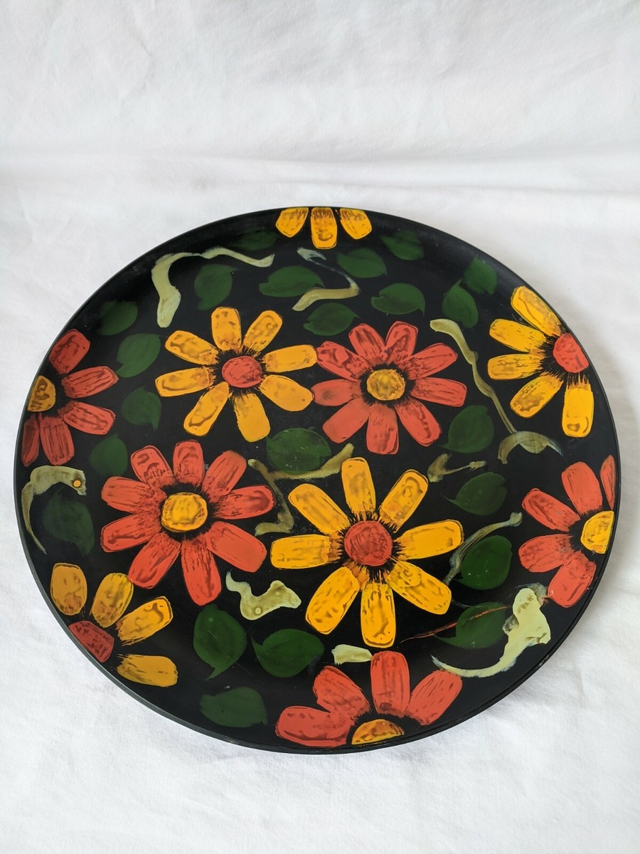 Vintage 1960s Japanese Hand Painted Tray Flower Power 13