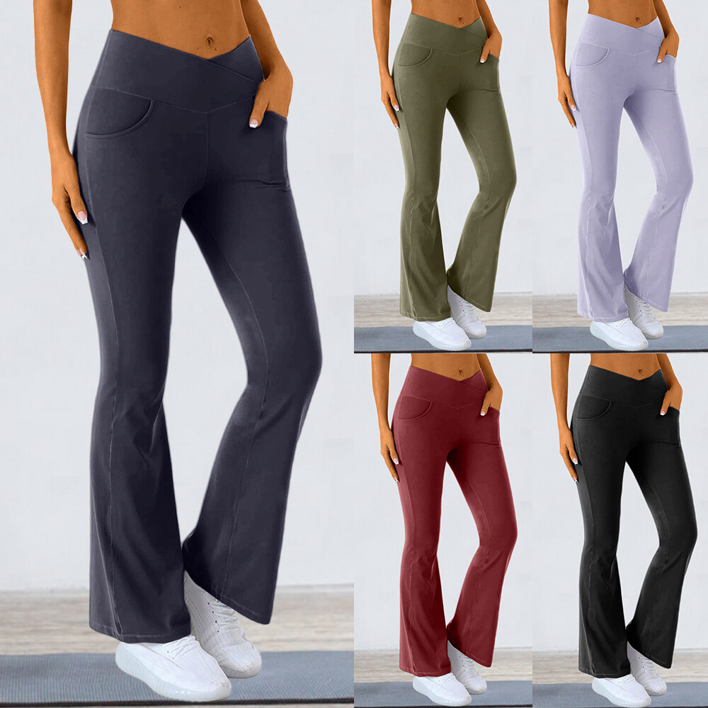 Women Bootcut Yoga Pants High Waist Leggings Stretch Tummy Control Flare Pants