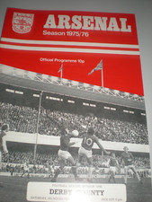ARSENAL V DERBY COUNTY,   8th NOVEMBER 1975,  NO WRITING,  STAPLES REMOVED.