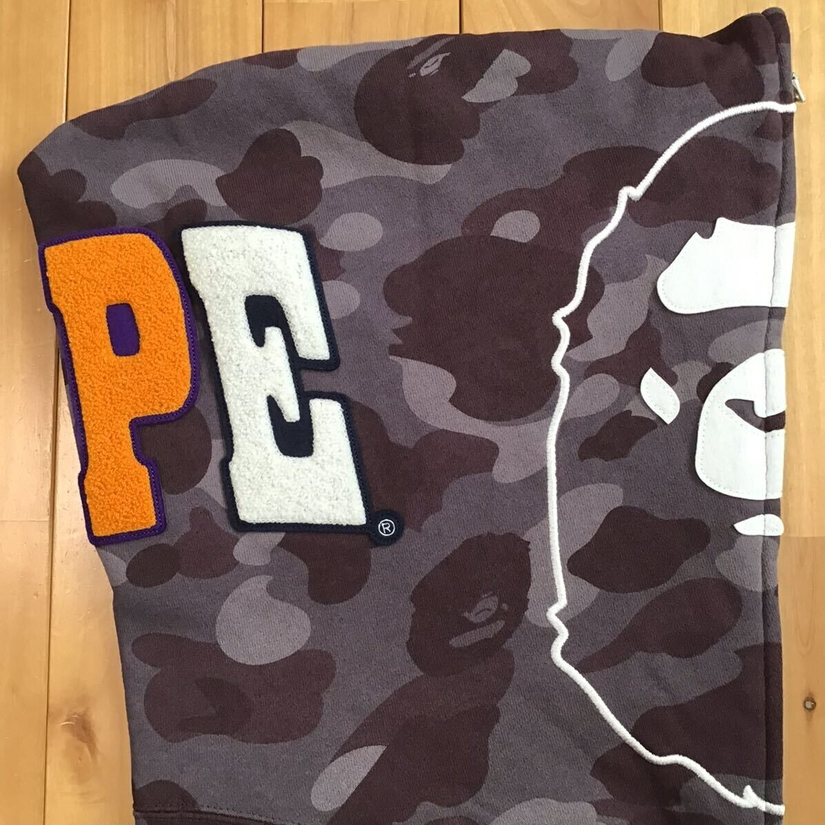 APE head full zip hoodie BAPE camo burgundy A Bathing Ape Size XL
