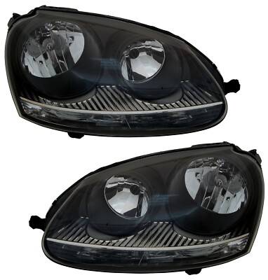 Scheinwerfer Set für VW Golf 5 03-09 + GTI + Jetta in Schwarz H7 Halogen Set LWR