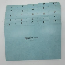 Vintage OXFORD Index Card Dividers 5x8 Alphabetical Tabbed Heavy Duty USA