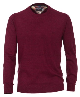 Casamoda Sports R-Neck Pullover in weinrot dunkelgrau melange Gr. XXL bis 6XL