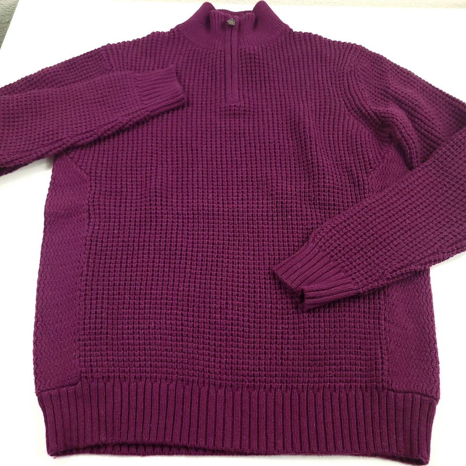 $148 Bloomingdales l Purple Half Zip Mock Neck Textured Sweater Mens Size Small - Image 4 of 4