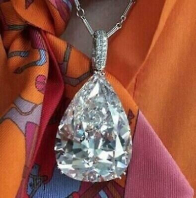 2.50Ct Pear Cut VVS1/D Diamond Teardrop Pendant 14K White Gold Finish Free Chain