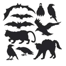 Halloween Silhouettes Cutout Set 10 Pack 6" - 10" Paper Wall Decorations