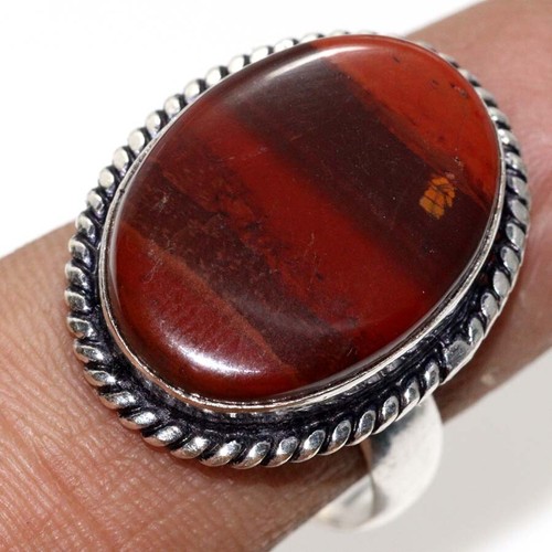 Red Jasper 925 Silver Plated Gemstone Handmade Ring US 9 Gifts Jewelry GW