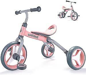 3 in 1 Tricycle for Toddler Age 2-5, Folding Toddler Bike& Toddler Pink-mz - Picture 1 of 7