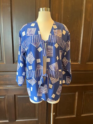 Nino Wong California Vintage Jacket Topper 80s 90s Tie Front Geometric Sz M/L