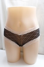 Vintage BOYSHORT HIPSTER LACE PANTIES SHEER Black White Plaid Bows MAIDPanties 6