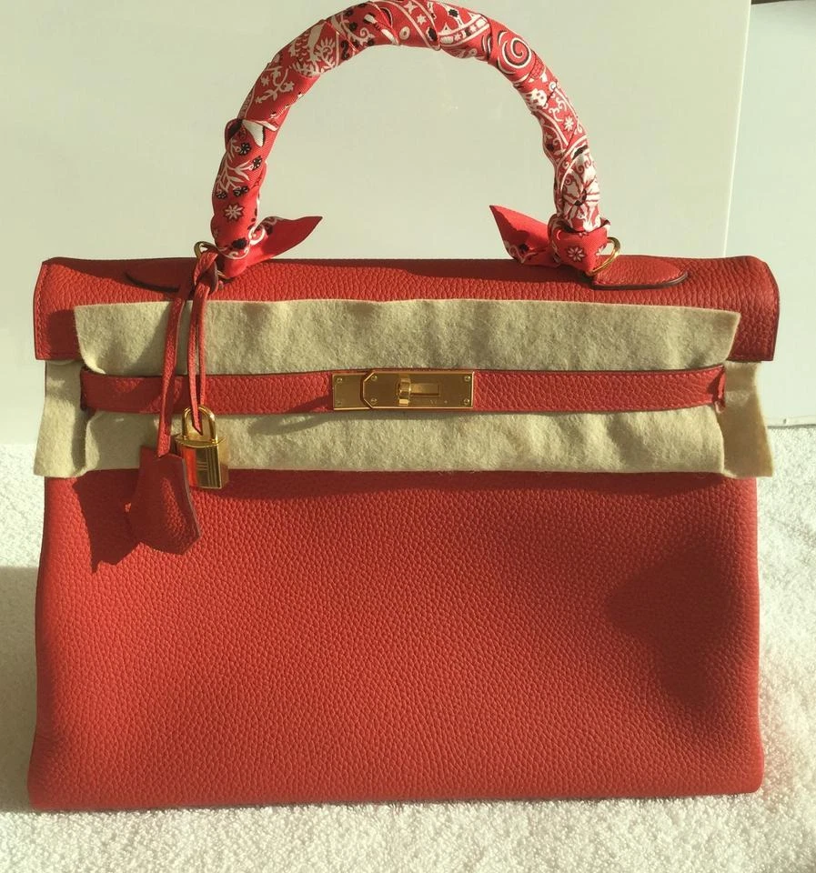 Hermes Kelly Bag Box Leather Gold Hardware In Red