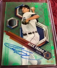 Alex Faedo 2018 Bowman Hi Tek SP GREEN AUTO #d / 99, Detroit Tigers