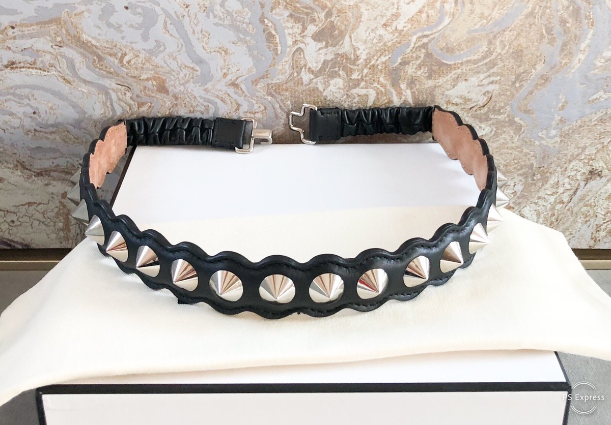 Fendi | Studded Leather Belt Buy Two Row Studded Belt Black Leather - LeatherBeltsOnline.com main image 2
