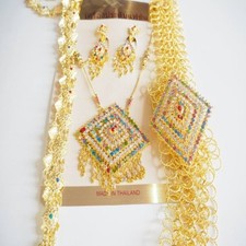 4 Pcs Thai Dance Tradition Ram Thai Jewelry Set Costume Dress Thai Occasional
