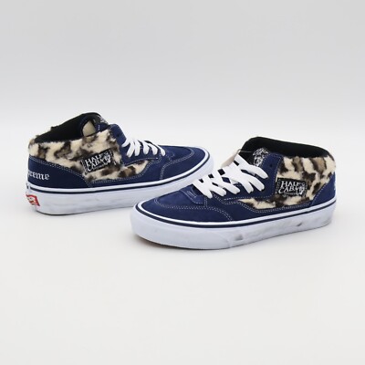 VN0A5KYANVY Supreme Vans Leopard Half Cab Navy Blue White (Men's