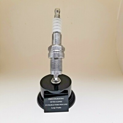 LARGE 13.'' SPARK PLUG TROPHY ON BASE!  FREE ENGRAVING!