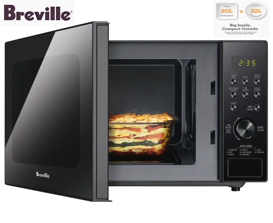 Breville 20L Silhouette Flatbed Compact Microwave 800W Reheat Dual