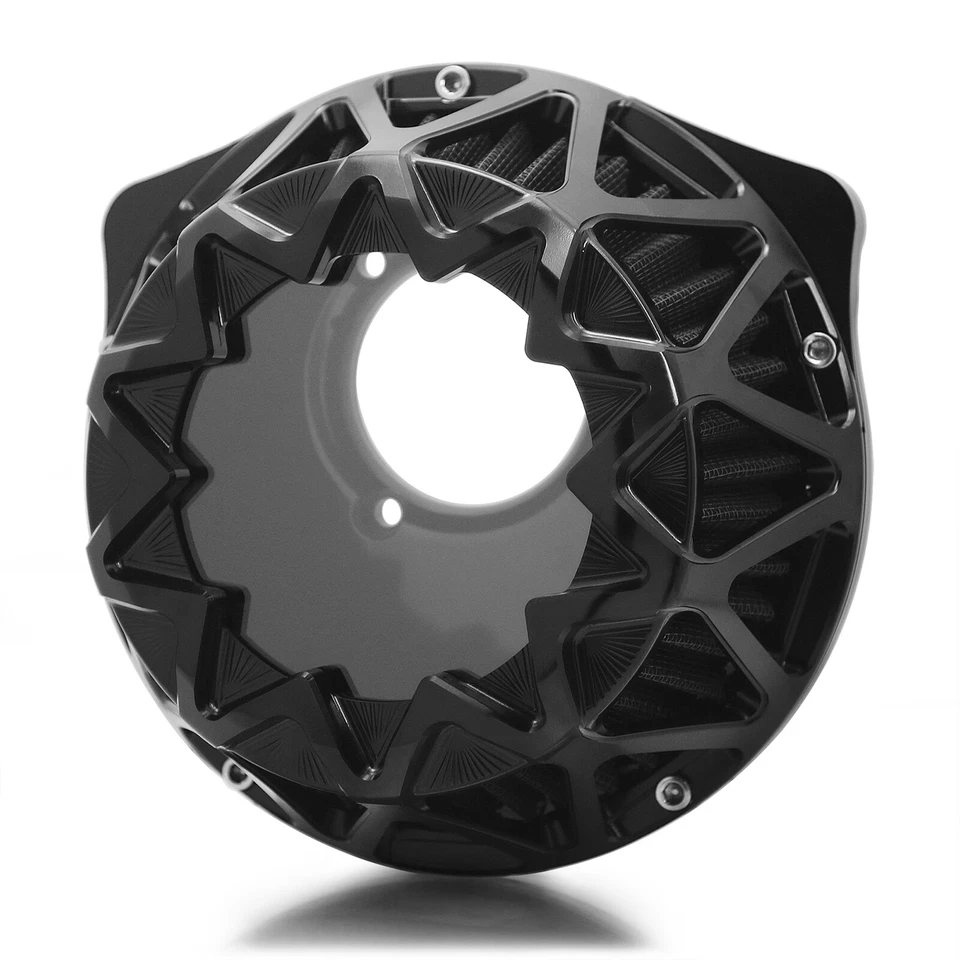 Filtro filtro de aire cruzado negro para Harley Softail Slim Dyna FXDB Fat FXDF 00-15 Foto 2 de 4