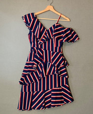 Alice + Olivia Asymmetrical Ruffle Stripe Dress Size 0