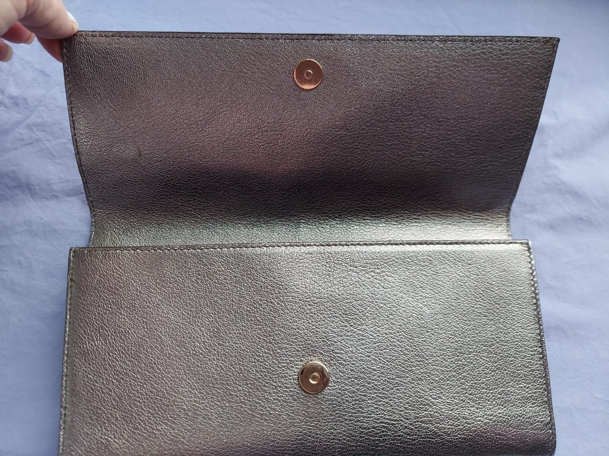 Yves Saint Laurent Belle de Jour Clutch in Metallic Silver Yves Saint Laurent Belle de Jour Clutch in Metallic Silver