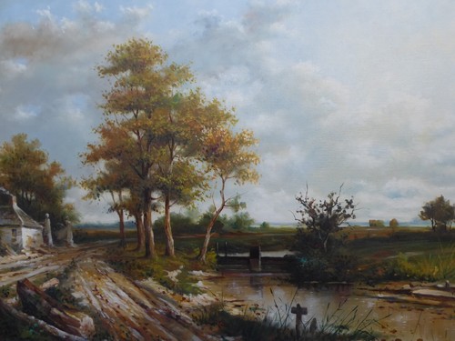 LARGE COUNTRY VIEW LISTED ARTIST ROBERT SCALVINI FREE SHIPPING TO ENGLAND - Picture 3 of 14