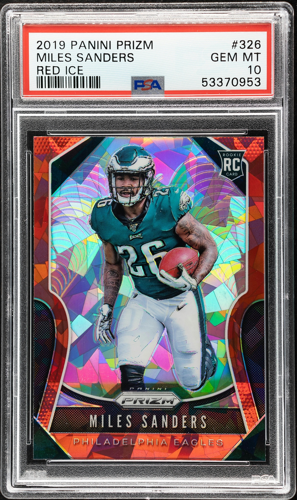 2019 Panini Prizm Miles Sanders Red Ice Prizm #326 PSA 10 Rookie RC