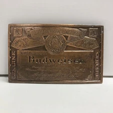 Vintage Budweiser Belt Buckle Lager Beer Label Hong Kong *READ*