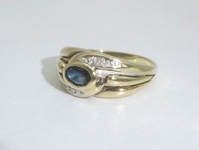 585 Gelbgold 14K Gold Ring Saphir Diamant Verlobungsring RG 53 - 16,8 mm 9323