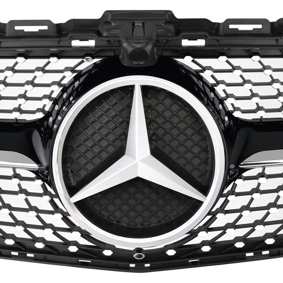 Black Front Grille For Mercedes Benz W205 C-CLASS C300 C450 2015-2018 W/Emblem - Image 3 of 4