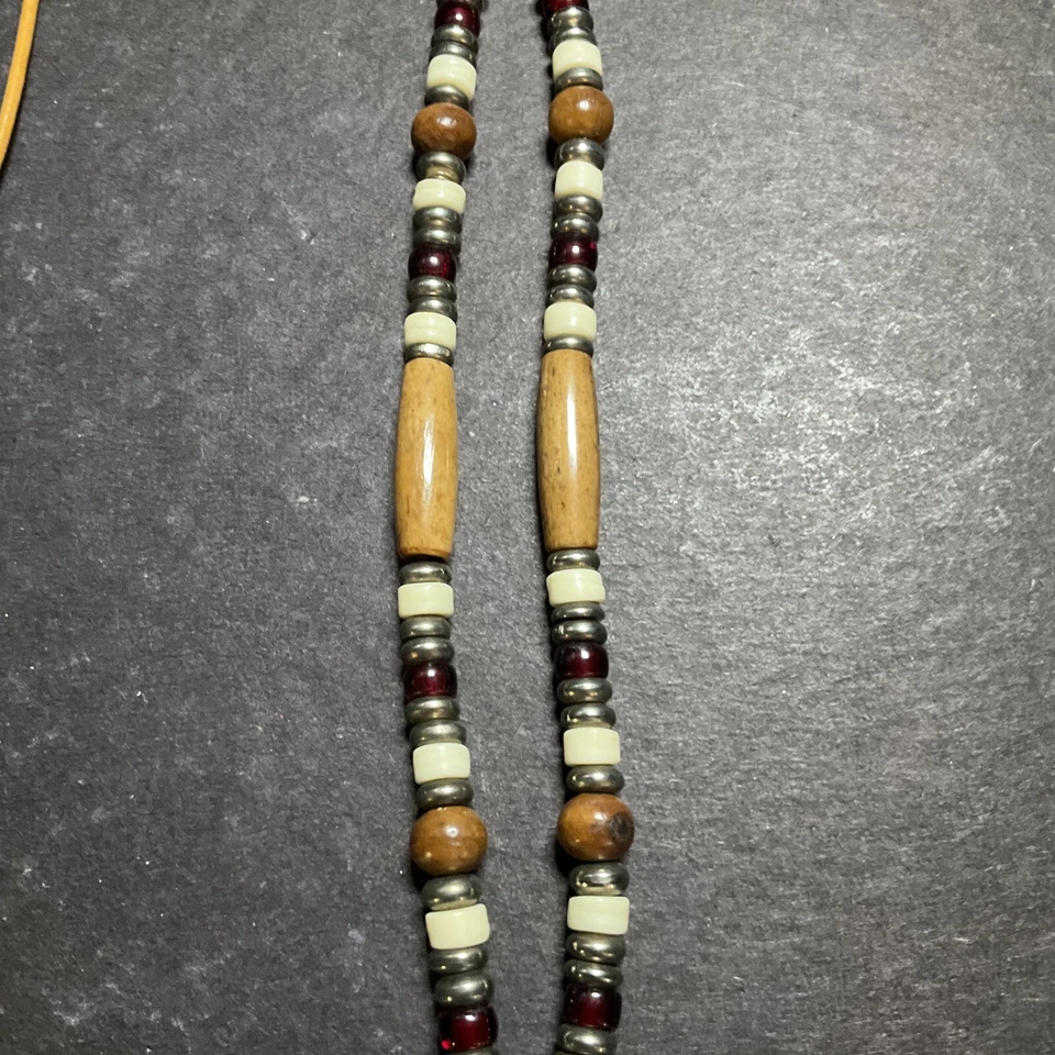 Collar turquesa vintage con cuerno de ciervo con cuentas de hueso joyería #121197 Foto 3 de 4