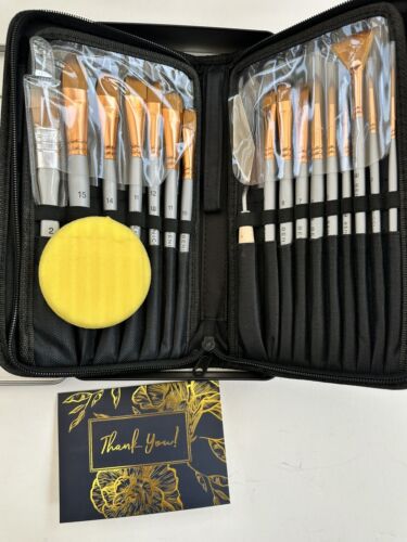 16 Pieces Premium Artist Paint Brush Set + Accessories, New But Box Has Box Wear