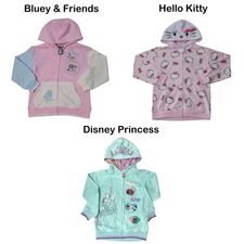 Character Girl's Full-Zip Soft Fleece Embroidered Hoodie