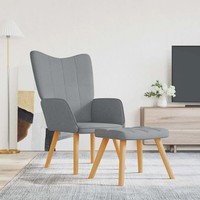 Relaxsessel Mit Hocker Stoff Hellgrau Bequemer Sessel