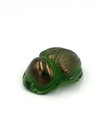 Lalique France Figurine Scarabée Cristal Vert Foncé Et Or