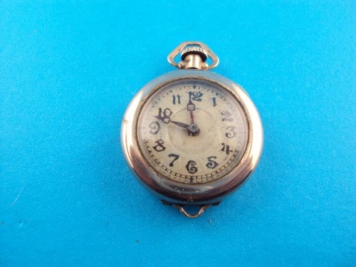 ANTIQUE SWISS MADE GOLD FILLED PRECIOUSA POCKET WATCH--15j--21.7mm--PARTS/REPAIR